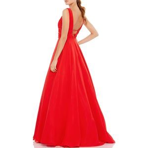 Ieena for Mac Duggal Womens Chiffon Long Evening Dress Red Size 8 NWOT Flawed